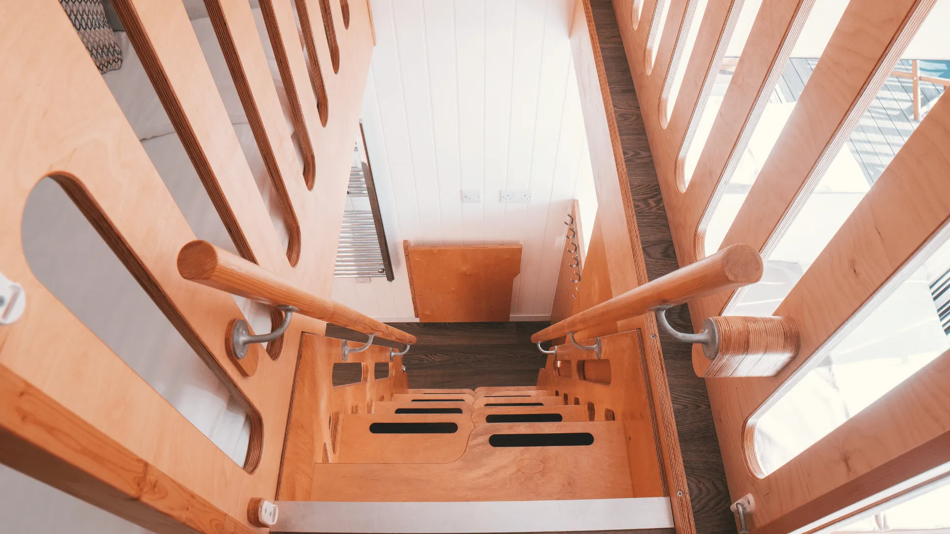 Beach Lodges wooden staircase with railings