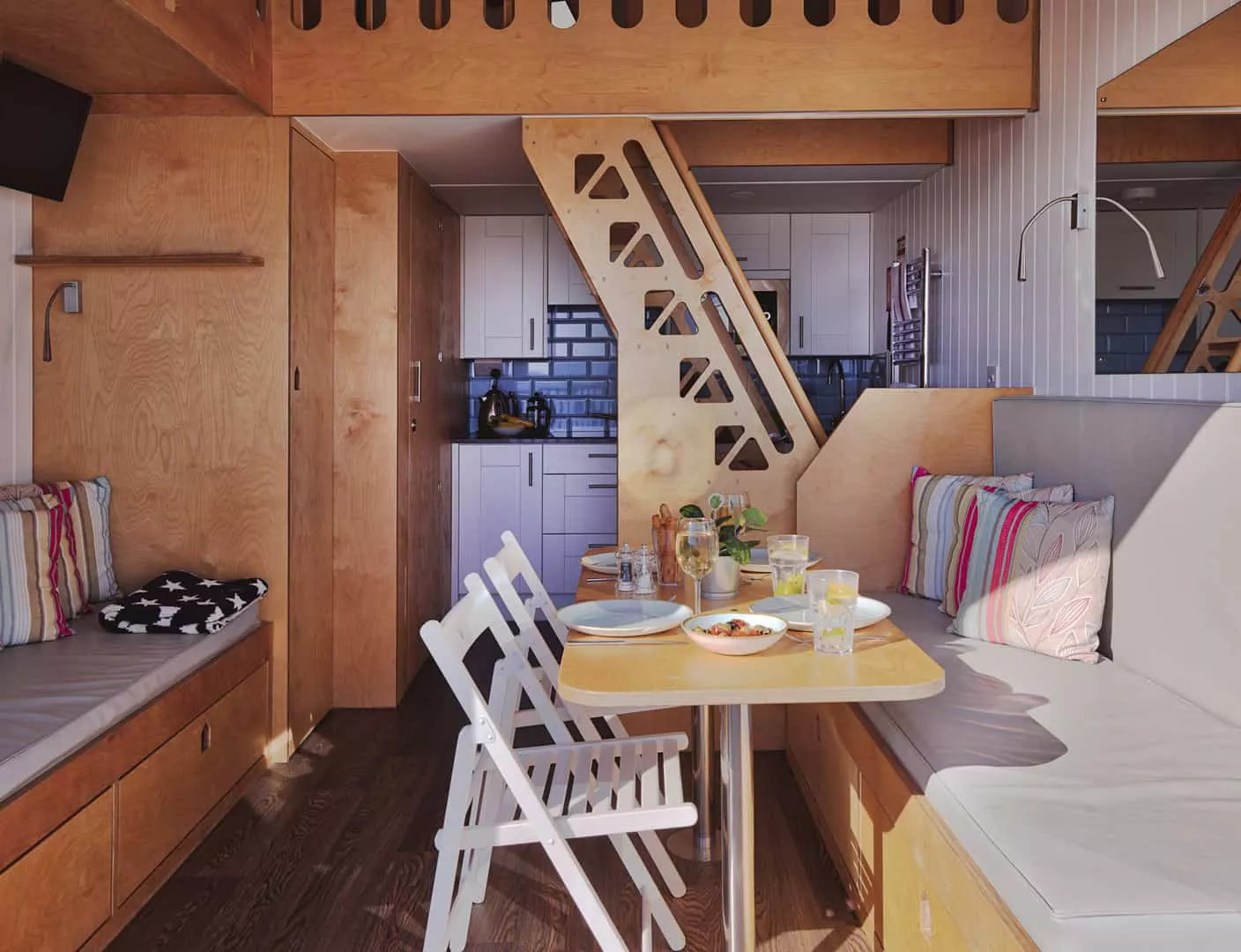 Shot looking inside the lodge and its Kitchen area