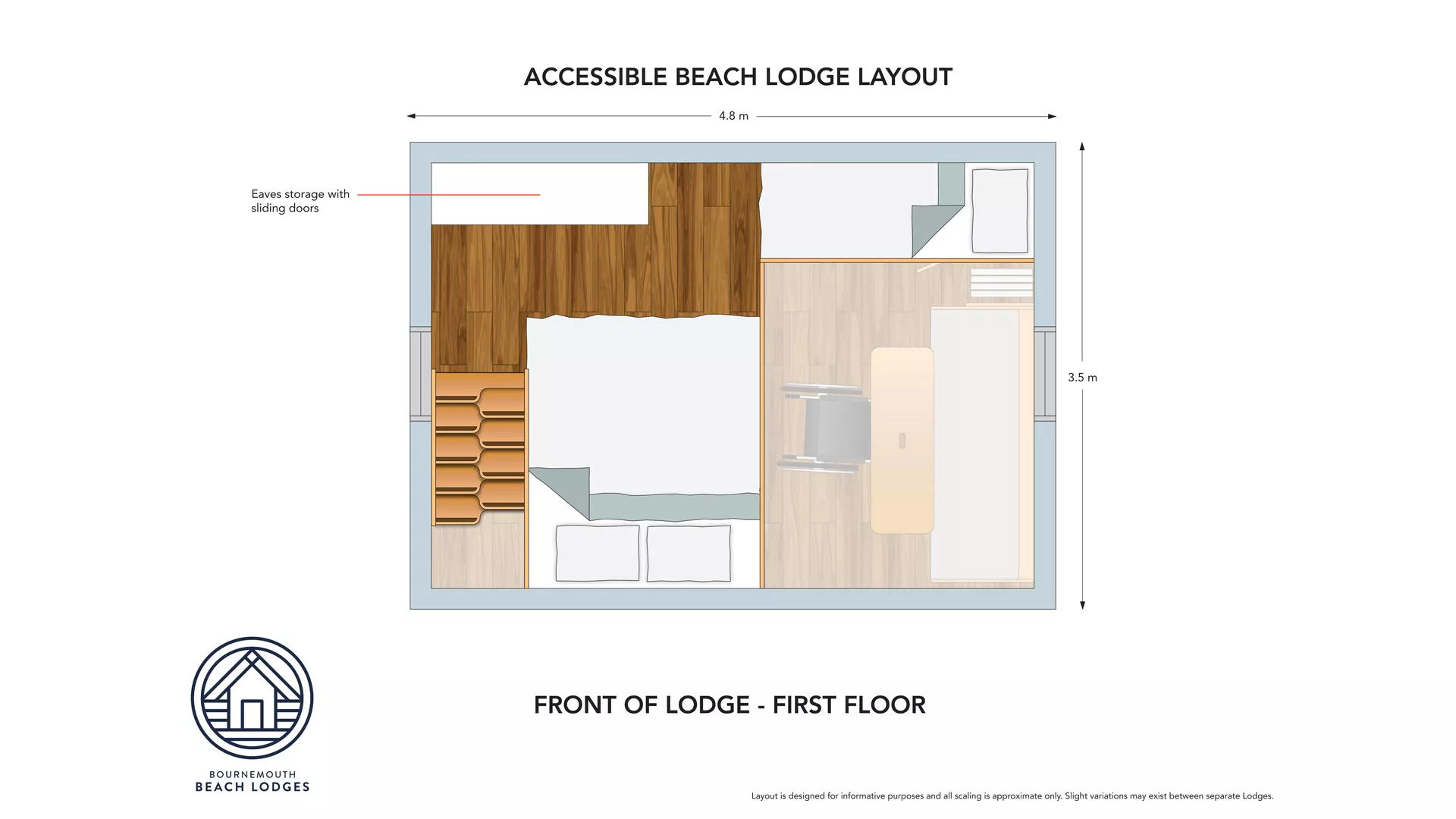 Floor plan from the inside of the disable friendly hut