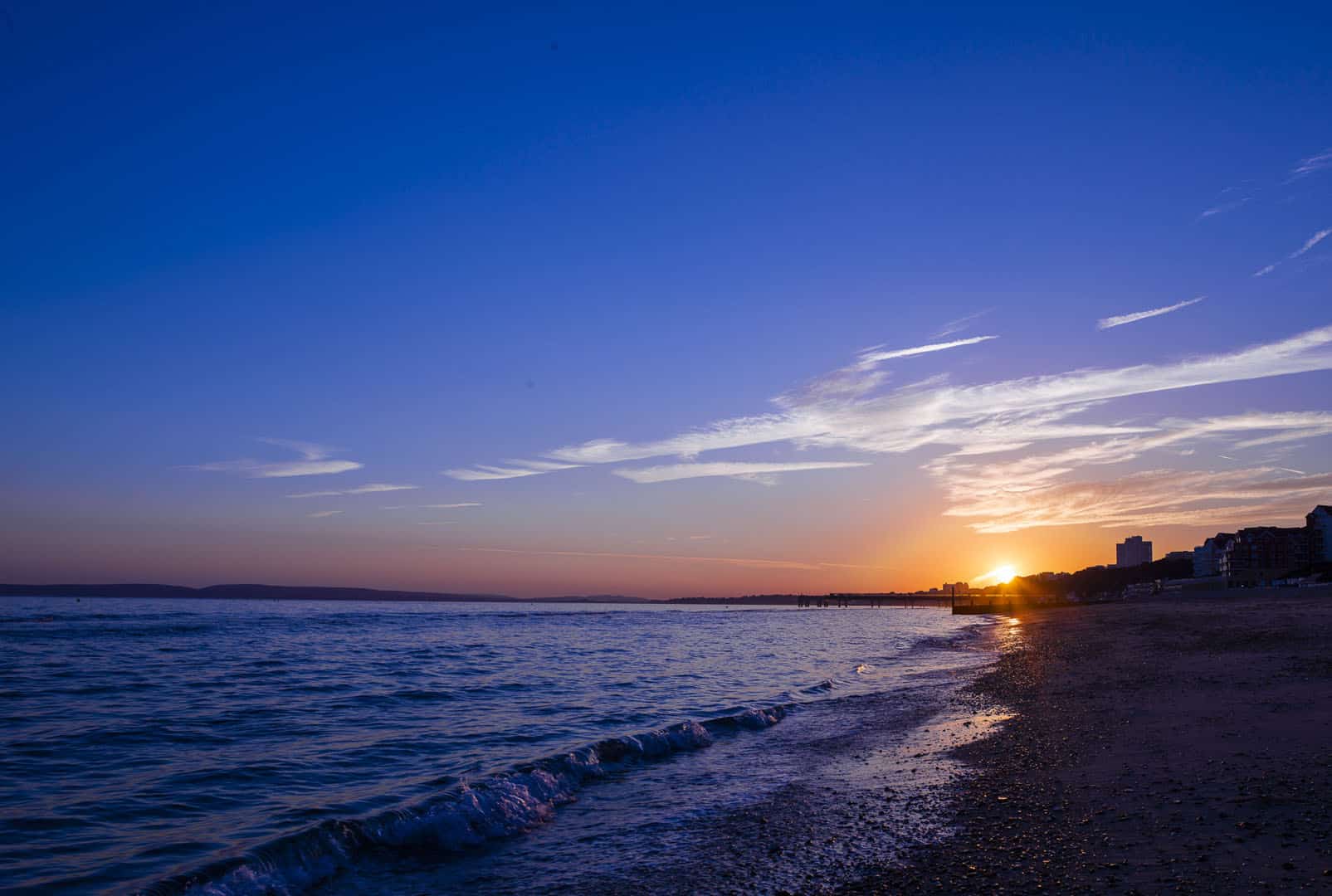 Looking out over the sea towards the sunset