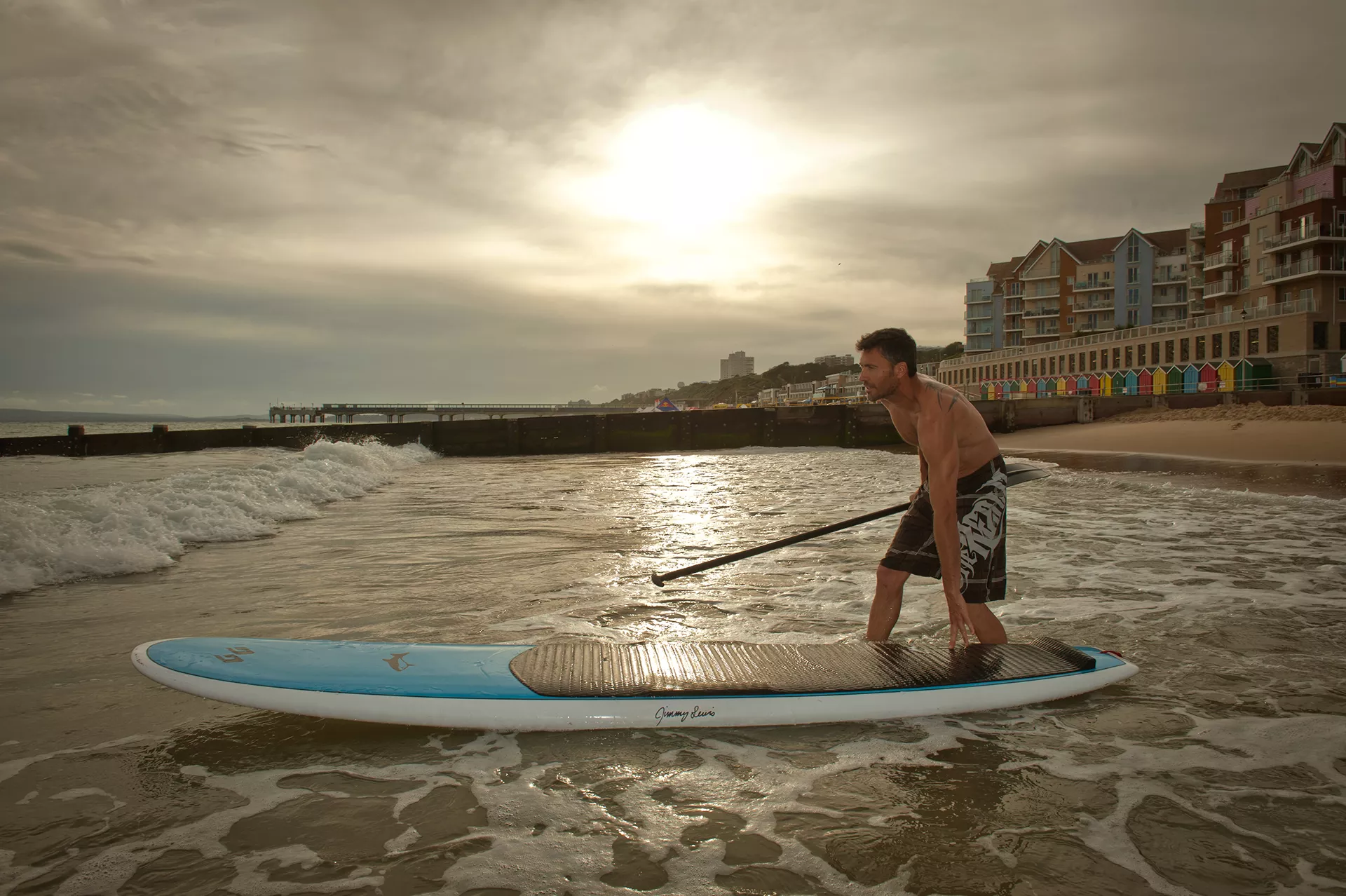 A paddleboarder takes to the water
