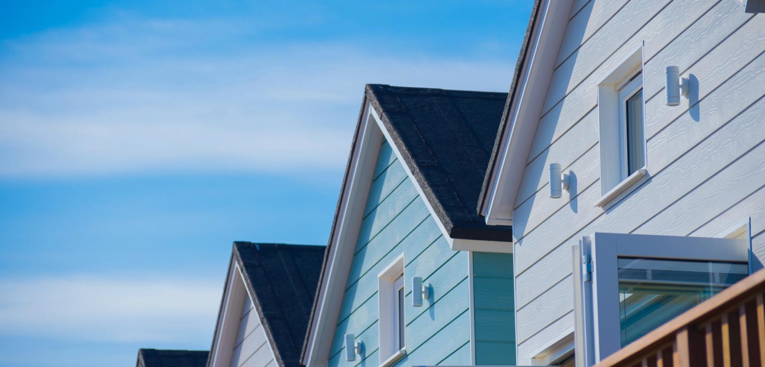 Close up of the tops of the beach lodges