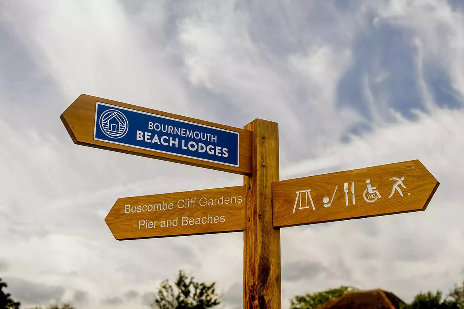 Wooden sign post pointing visitors in the right direction