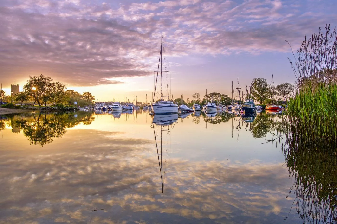 Boats anchored in Christchurch Harbour