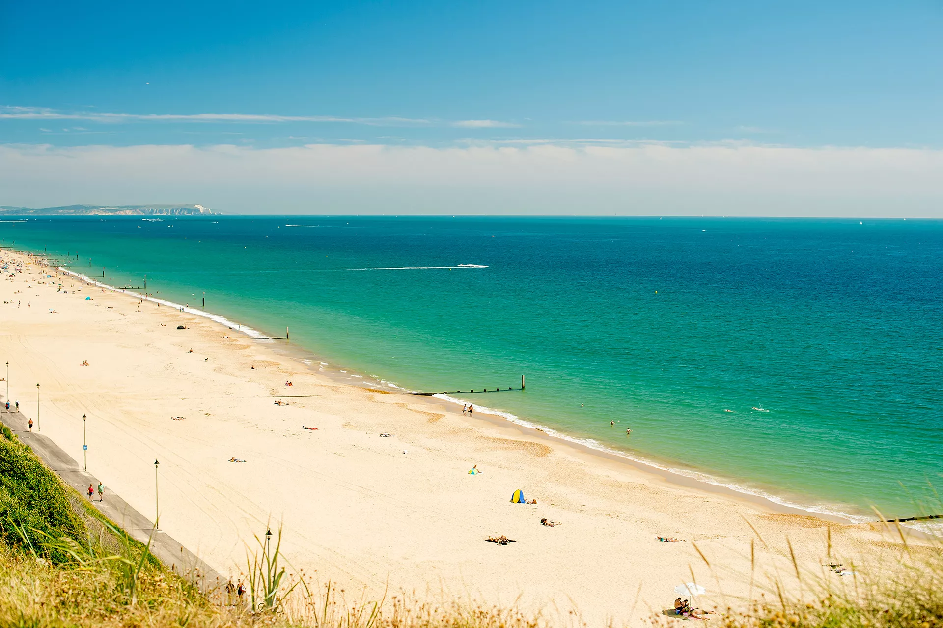 Incredible blue and green colours of the Bournemouth seaside