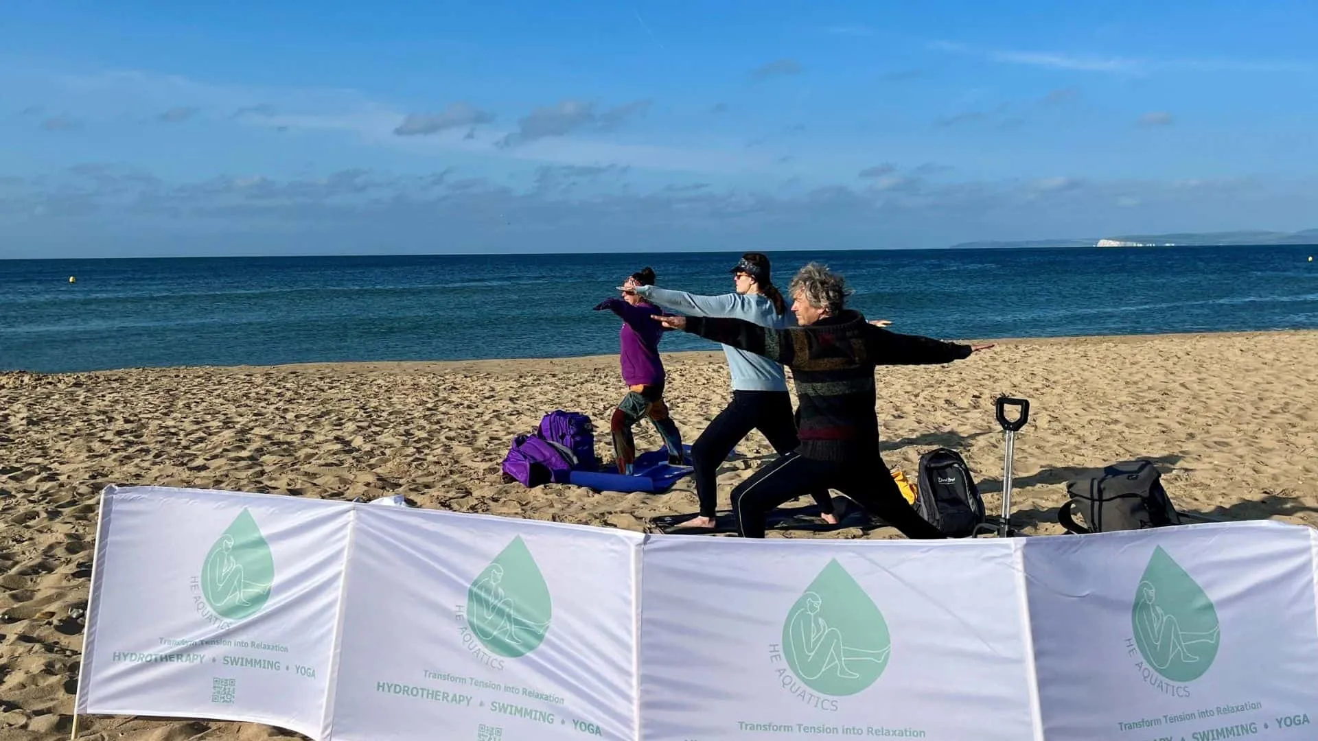 Yoga class on the beach